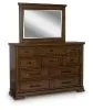 Ashley Furniture B849B1 Taffenbrook - Dresser And Mirror - Medium Brown