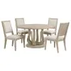 Coaster Fine Furniture 123120-S5 Trofello - 5 Piece Round Dining Table Set - White Washed