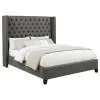 CoasterEssence 301405KE Bancroft - Upholstered Eastern King Wingback Bed - Gray