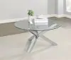 Coaster Fine Furniture 708128 Kenzie - Round Tempered Glass Top Cocktail Coffee Table - Chrome
