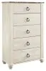 Ashley Furniture B267-46 Willowton - Five Drawer Chest - Brown / Beige / White