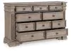 Ashley Furniture B916/31/36/46/58/56/94/93(2) Ashley Furniture B916/31/36/46/58/56/94/93(2) Blairhurst - 8 Pc. - Dresser, Mirror, Chest, California King Panel Bed, 2 Nightstands - Light Grayish Brown