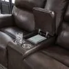 Ashley Furniture PCU6450618 Crossplex - Power Reclining Loveseat / Console / Adjustable Headrest - Smoke