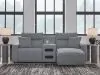 Ashley Furniture 65906S5 Ashley Furniture 65906S5 Modmax II - 3-Piece Power Reclining Sectional With RAF Press Back Power Chaise And Audio Console - Salt And Pepper