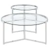 Coaster Fine Furniture 708400 Delia - 2 Piece Round Glass Top Nesting Coffee Table - Chrome