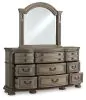 Ashley Furniture B944/31/36/46/58/56/97 Ardenfield - 6 Pc. - Dresser, Mirror, Chest, King Upholstered Sleigh Bed - Light Brown