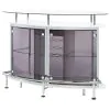 CoasterEssence 182235 Gideon - Curved Glass Top Home Bar Cabinet - White High Gloss
