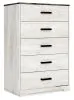 Ashley Furniture EB4121-245 Shawburn - Five Drawer Chest - Vinyl-Wrapped - White / Black / Gray