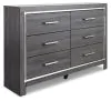 Ashley Furniture B214/31/36/46/54/57/95/B100-13 Lodanna - 7 Pc. - Dresser, Mirror, Chest, Queen Panel Bed With Roll Slats - Gray