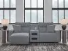 Ashley Furniture 65906S18 Ashley Furniture 65906S18 Modmax II - 3-Piece Power Reclining Sectional With LAF Press Back Power Chaise And Audio Console - Salt And Pepper