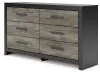 Ashley Furniture PCB1118-31 Ashley Furniture PCB1118-31 Broachmyn - Six Drawer Dresser - Black / Gray
