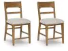 Ashley Furniture D974-224 Cabalynn - Upholstered Barstool (Set of 2) - Oatmeal / Light Brown