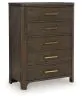 Ashley Furniture PCB843-46 Radkin - Five Drawer Chest - Burnished Brown