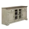 Liberty Furniture 498-TV68 Morgan Creek - Entertainment TV Stand - Antique White / Wirebrushed Tobacco Accents