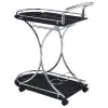CoasterEveryday 910001 Elfman - 2-Tier Glass Shelf Metal Bar Cart - Black And Chrome