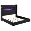 Coaster Fine Furniture 306031KE Tisdall - Upholstered Eastern King Fireplace Bed - Black