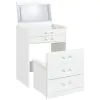 Coaster Fine Furniture 930208 Danbury - 3-Drawer Makeup Vanity & Stool Set - White High Gloss