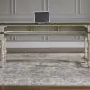 Liberty Furniture 498-OT-4PCS Morgan Creek - 4 Piece Console Set (1 Console 3 Stools) - Antique White / Wirebrushed Tobacco Accents