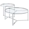 Coaster Fine Furniture 708400 Delia - 2 Piece Round Glass Top Nesting Coffee Table - Chrome
