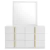 Coaster Fine Furniture 223093M Ines - 6-Drawer Bedroom Dresser With Mirror - White High Gloss