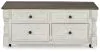 Ashley Furniture T994-20 Havalance - Lift Top Cocktail Table with Storage Drawers - White / Gray