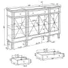CoasterElevations 102595 Aconitum - 4 Door Mirrored Storage Accent Cabinet - Silver