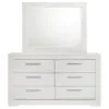 Coaster Fine Furniture 224943M Ives - 6-Drawer Dresser And Mirror - White High Gloss