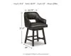 Ashley Furniture D380-924 Tallenger - UPH Swivel Barstool (Set of 2) - Black / Dark Brown