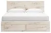 Ashley Furniture B2310B14 Ashley Furniture B2310B14 Lawroy - King Panel Bed With Storage Footboard And 2 Under Bed Storage Units - Light Natural