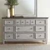 Liberty Furniture 824-BR31 Heartland - 9 Drawer Dresser - Antique White / Tobacco Tops
