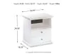 Ashley Furniture B139-91 Bostwick Shoals - One Drawer Night Stand - White