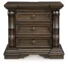 Ashley Furniture B947-93 Maylee - Three Drawer Night Stand - Dark Brown