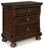 Ashley Furniture B697-92 Porter - Two Drawer Night Stand - Dark Brown