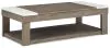 Ashley Furniture T854-9 Loyaska - Lift Top Cocktail Table - Grayish Brown / White