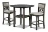 New Classic D1701-42S-GRY Gia - 3 Piece Dining Set (Counter Drop Leaf Table & 2 Chairs) - Gray