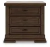 Benchcraft® B849-93 Taffenbrook - Three Drawer Night Stand - Medium Brown