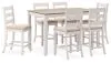 Ashley Furniture D394-423 Skempton - Counter Height Dining Table and Bar Stools (Set of 7) - White / Light Brown