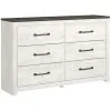Ashley Furniture B1190/31/36/44/55/86 Gerridan - 5 Pc. - Dresser, Mirror, Chest, Full Panel Bed - White / Gray