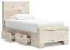 Ashley Furniture B2310B23 Lawroy - Twin Panel Bed With 2 Under Bed Storage Units - Light Natural