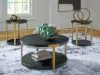 Ashley Furniture T410-13 Shylore - Occasional Table Set (Set of 3) - Black / Brass Finish