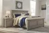 Ashley Furniture B733/31/36/46/58/56/97 Ashley Furniture B733/31/36/46/58/56/97 Lettner - 6 Pc. - Dresser, Mirror, Chest, King Panel Bed - Light Gray