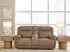 Ashley Furniture PCU1240018 Glencroft - Power Reclining Loveseat With Console / Adjustable Headrest - Sahara