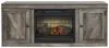 Ashley Furniture EW0440W7 Wynnlow - TV Stand With Faux Firebrick Fireplace Insert - Gray