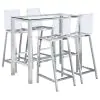 Coaster Fine Furniture 104873-S5 Tolbert - 5 Piece Bar Set With Acrylic Chairs - Clear And Chrome