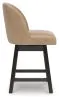 Ashley Furniture D618-324 Neymorton - Upholstered Swivel Faux Leather Barstool (Set of 2) - Dark Grayish Brown