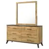Coaster Fine Furniture 225003M Kaywood - 6-Drawer Dresser And Mirror - Natural Pine