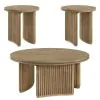 Coaster Fine Furniture 722938-S3 Adina - 3-Piece Round Coffee Table Set - Distressed Light Brown