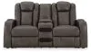 Ashley Furniture 3660218 Ashley Furniture 3660218 Fyne-Dyme - Power Reclining Loveseat with Console/Adj Hdrst - Shadow