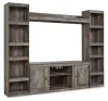 Ashley Furniture EW0440W6 Wynnlow - 4-Piece Entertainment Center With LG TV Stand W/Fireplace Option - Gray
