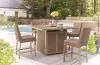 Ashley Furniture P749/665/130(2) Walton Bridge - 5 Pc. - Square Bar Table W/Fire Pit, 4 Barstools - Driftwood